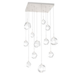 Gem Square Multi Light Pendant - Metallic Beige Silver / Clear