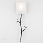 Ironwood Twig Linen Wall Light - Gunmetal / White Linen