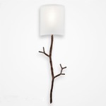 Ironwood Twig Linen Wall Light - Oil Rubbed Bronze / White Linen