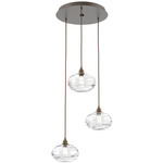 Coppa Round Multi Light Pendant - Flat Bronze / Optic Clear