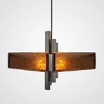 Carlyle Square Chandelier - Satin Nickel / Bronze Granite