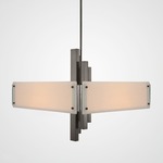 Carlyle Square Chandelier - Satin Nickel / Ivory Wisp