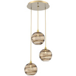 Terra Round Multi Light Pendant - Gilded Brass / Optic Bronze