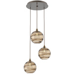 Terra Round Multi Light Pendant - Flat Bronze / Optic Bronze