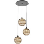 Terra Round Multi Light Pendant - Matte Black / Optic Bronze