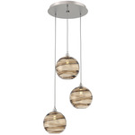 Terra Round Multi Light Pendant - Beige Silver / Optic Bronze