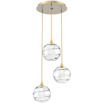 Terra Round Multi Light Pendant - Gilded Brass / Optic Clear