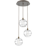 Terra Round Multi Light Pendant - Flat Bronze / Optic Clear