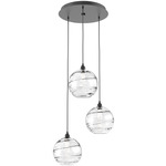 Terra Round Multi Light Pendant - Matte Black / Optic Clear
