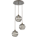 Terra Round Multi Light Pendant - Flat Bronze / Optic Smoke