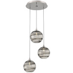Terra Round Multi Light Pendant - Beige Silver / Optic Smoke