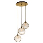 Terra Round Multi Light Pendant - Gilded Brass / Optic Amber