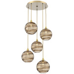 Terra Round Multi Light Pendant - Gilded Brass / Optic Bronze
