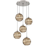 Terra Round Multi Light Pendant - Beige Silver / Optic Bronze