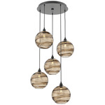 Terra Round Multi Light Pendant - Matte Black / Optic Bronze