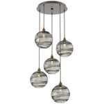 Terra Round Multi Light Pendant - Flat Bronze / Optic Smoke