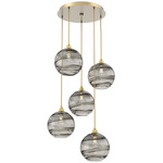 Terra Round Multi Light Pendant - Gilded Brass / Optic Smoke