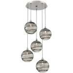 Terra Round Multi Light Pendant - Beige Silver / Optic Smoke