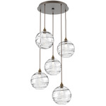Terra Round Multi Light Pendant - Flat Bronze / Optic Clear