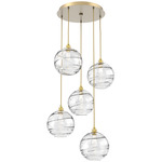 Terra Round Multi Light Pendant - Gilded Brass / Optic Clear