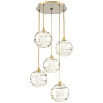 Terra Round Multi Light Pendant - Gilded Brass / Optic Amber