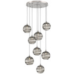 Terra Round Multi Light Pendant - Beige Silver / Optic Smoke