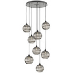 Terra Round Multi Light Pendant - Matte Black / Optic Smoke
