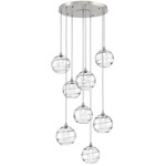 Terra Round Multi Light Pendant - Beige Silver / Optic Clear