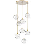 Terra Round Multi Light Pendant - Gilded Brass / Optic Clear