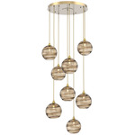 Terra Round Multi Light Pendant - Gilded Brass / Optic Bronze