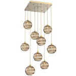 Terra Square Multi Light Pendant - Gilded Brass / Optic Bronze