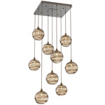 Terra Square Multi Light Pendant - Flat Bronze / Optic Bronze