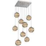 Terra Square Multi Light Pendant - Beige Silver / Optic Bronze