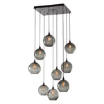 Terra Square Multi Light Pendant - Matte Black / Optic Smoke