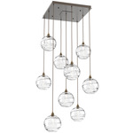 Terra Square Multi Light Pendant - Flat Bronze / Optic Clear