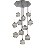 Terra Round Multi Light Pendant - Matte Black / Optic Smoke