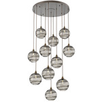 Terra Round Multi Light Pendant - Flat Bronze / Optic Smoke