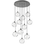 Terra Round Multi Light Pendant - Matte Black / Optic Clear