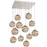 Terra Square Multi Light Pendant - Beige Silver / Optic Bronze