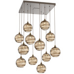 Terra Square Multi Light Pendant - Flat Bronze / Optic Bronze