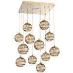 Terra Square Multi Light Pendant - Gilded Brass / Optic Bronze