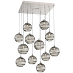 Terra Square Multi Light Pendant - Beige Silver / Optic Smoke