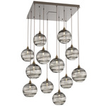 Terra Square Multi Light Pendant - Flat Bronze / Optic Smoke