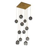 Terra Square Multi Light Pendant - Gilded Brass / Optic Smoke