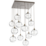Terra Square Multi Light Pendant - Flat Bronze / Optic Clear