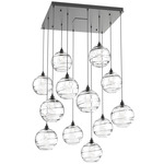 Terra Square Multi Light Pendant - Matte Black / Optic Clear