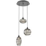 Misto Round Multi Light Pendant - Matte Black / Optic Smoke