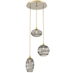 Misto Round Multi Light Pendant - Gilded Brass / Optic Smoke