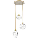 Misto Round Multi Light Pendant - Gilded Brass / Optic Clear