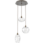 Misto Round Multi Light Pendant - Flat Bronze / Optic Clear